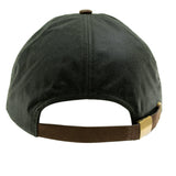 Charlton's of Northumberland British Waxed Cotton Suede Leather Peak Waterproof Baseball Cap Olive Green Leather Strap Metal Buckle