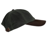 Charlton's of Northumberland British Waxed Cotton Suede Leather Peak Waterproof Baseball Cap Olive Green