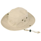 Hats Plus Caps 100% Cotton Sun Hat Wide Brim Aussie Style Bush Safari Hat with Chinstrap Stone
