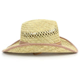 Hats Plus Caps Straw Cowboy Hat Shapeable Brim Sun Fedora Bush Hat Breathable Chin Strap Brown tan trim side