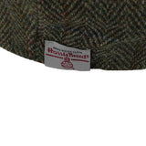 Harris Tweed Newsboy Flat Cap Peaky Blinders Hat 100% British Wool Carloway Moss Green Harris Tweed Label