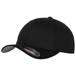 FlexFit Yupoong Fitted Baseball Cap Sports Sun Hat Retro Curved Peak Black
