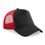 Trucker Baseball Cap Snapback Mesh Curved Mens Womens Sun Summer Hat Black/Red