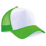 Trucker Baseball Cap Snapback Mesh Curved Mens Womens Sun Summer Hat White Pure Lime Green