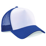 Trucker Baseball Cap Snapback Mesh Curved Mens Womens Sun Summer Hat Royal Blue White
