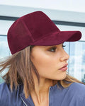 Suede Snapback Trucker Baseball Cap Mesh Womans Mens Sun Sports Hat Burgundy