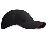 Beechfield B81 Cotton Baseball Cap Summer Sports Black Red