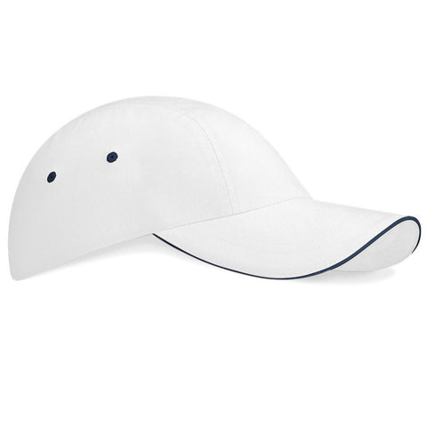 Beechfield B81 Cotton Baseball Cap Summer Sports White Navy