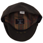 Quality British Millerain Waxed Cotton Flat Cap Waterproof Water Repellent Hat Brown Barbour Style Lined