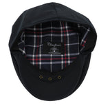 Quality British Millerain Waxed Cotton Flat Cap Waterproof Water Repellent Hat Navy Barbour Style Lined