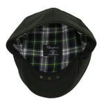 Quality British Millerain Waxed Cotton Flat Cap Waterproof Water Repellent Hat Olive Barbour Style  Lined