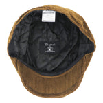 Charlton's of Northumberland 100% Corduroy Cotton Flat Cap Hats Plus Caps Cord Country Farmer Indie Festival Autumn, Spring, Summer, Winter Brown Inside