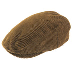 Charlton's of Northumberland 100% Corduroy Cotton Flat Cap Hats Plus Caps Cord Country Farmer Indie Festival Autumn, Spring, Summer, Winter Brown Front Side