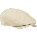 Charltons of Northumberland 100% Cotton Flat Cap Summer UPF 50+ Showerproof Sports Hat Bowls Cricket Golf Stone Front side