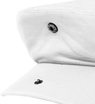 Charltons of Northumberland 100% Cotton Flat Cap Summer UPF 50+ Showerproof Sports Hat Bowls Cricket Golf White Studs