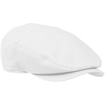 Charltons of Northumberland 100% Cotton Flat Cap Summer UPF 50+ Showerproof Sports Hat Bowls Cricket Golf White Front side