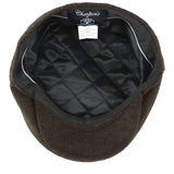 Tweed Flat Cap Mens Traditional Herringbone British Retro Styled Hat Quilted Brown Herringbone Inside