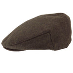 Tweed Flat Cap Mens Traditional Herringbone British Retro Styled Hat Quilted Brown Herringbone Side