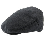 Tweed Flat Cap Mens Traditional Herringbone British Retro Styled Hat Quilted Grey Herringbone Front Side