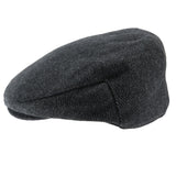 Tweed Flat Cap Mens Traditional Herringbone British Retro Styled Hat Quilted Grey Herringbone Side