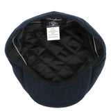 Tweed Flat Cap Mens Traditional Herringbone British Retro Styled Hat Quilted Navy Herringbone Inside