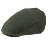 Tweed Flat Cap Mens Traditional Herringbone British Retro Styled Hat Quilted Olive Herringbone Front Side