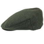 Tweed Flat Cap Mens Traditional Herringbone British Retro Styled Hat Quilted Olive Herringbone Side