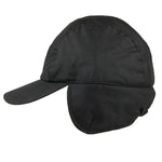 Charltons of Northumberland British Waxed Cotton Earflap Trapper Hat Baseball Cap Mountain Water Repellent Black Side