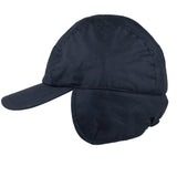 Charltons of Northumberland British Waxed Cotton Earflap Trapper Hat Baseball Cap Mountain Water Repellent Navy flaps down