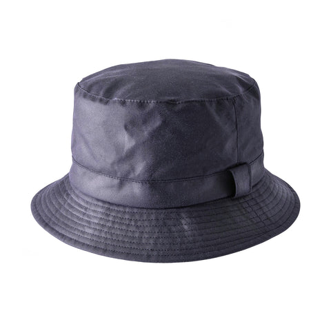 Charlton's of Northumberland British Waxed Cotton Bush Hat Heavy Weight Luxury Water Repellent Bucket Hat Hunting Fishing Shooting Walking Sports Navy