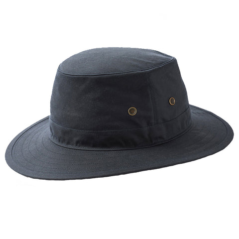 Charlton's of Northumberland Luxury British Waxed Cotton Traveller Hat Aussie, Outback, Walking, Fishing, Shooting, Hiking, Travelling, American, Hunting, Sports Navy 