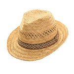 Straw Trilby Mens Womens Sun Hat Summer Fedora Fesitval Holiday Panama Retro