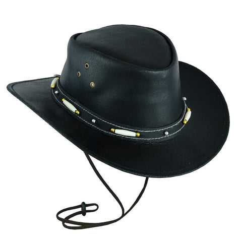 Hats Plus Caps Leather Cowboy Hat Australian Western Style Black - Hats and Caps