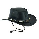 Hats Plus Caps Leather Cowboy Hat Australian Western Style Black - Hats and Caps