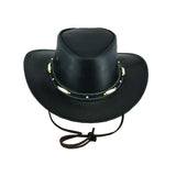 Hats Plus Caps Leather Cowboy Hat Australian Western Style Black - Hats and Caps