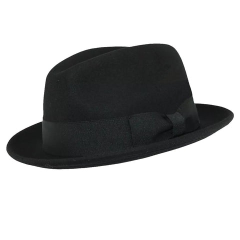 Hats Plus Caps Vintage C-Crown Fedora Hat Black - Hats and Caps