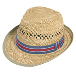 Hats Plus Caps Straw Summer Trilby Ribbon Striped Pattern 100% Natural Straw Festival Holiday Mens Fedora Sun Hat Blue