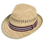 Hats Plus Caps Straw Summer Trilby Ribbon Striped Pattern 100% Natural Straw Festival Holiday Mens Fedora Sun Hat Blue Navy
