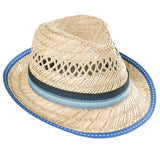 Hats Plus Caps Mens Straw Summer Trilby 100% Natural Straw Festival Holiday Fedora Sun Hat Blue