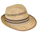 Hats Plus Caps Mens Straw Summer Trilby 100% Natural Straw Festival Holiday Fedora Sun Hat Brown Band