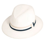 Hats Plus Caps Linen Summer Fedora Elegant Cotton Sun Hat Wide Brim Trilby CreamFront Side