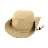 Hats Plus Caps 100% Cotton Sun Hat Wide Brim Aussie Style Bush Safari Hat with Chinstrap Beige Studs