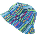 Hats Plus Caps Aztec Sun Hat Festival Summer Hippy Bush Bucket Party Cap Cotton Blue Side