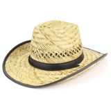 Hats Plus Caps Straw Cowboy Hat Shapeable Brim Sun Fedora Bush Hat Breathable Chin Strap Black trim