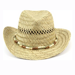 Hats Plus Caps Straw Cowboy Beaded Band Sun Hat Summer Fedora 100% Natural Straw Mens Ladies Front 