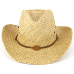 Straw cowboy hat with leather suede band - Hats and Caps