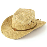 Straw cowboy hat with leather suede band - Hats and Caps