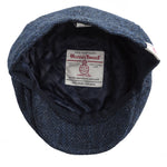Genuine Harris Tweed Flat Cap 100% British Wool Scottish Stornoway Bunnet Hat Midnight Blue Quilted lining