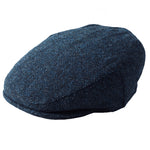 Genuine Harris Tweed Flat Cap 100% British Wool Scottish Stornoway Bunnet Hat Midnight Blue