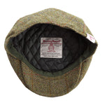 Genuine Harris Tweed Flat Cap 100% British Wool Scottish Stornoway Bunnet Hat Moss Green Quilted Lining